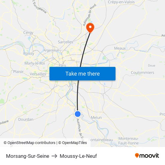 Morsang-Sur-Seine to Moussy-Le-Neuf map