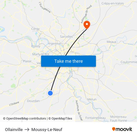 Ollainville to Moussy-Le-Neuf map