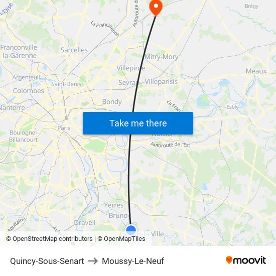 Quincy-Sous-Senart to Moussy-Le-Neuf map