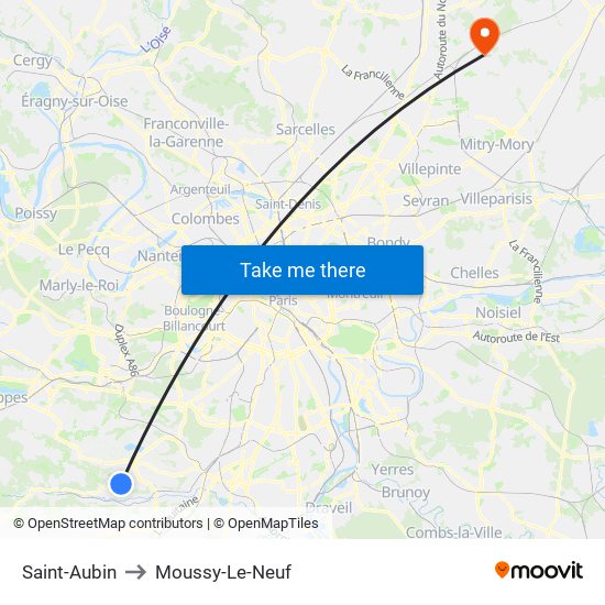 Saint-Aubin to Moussy-Le-Neuf map