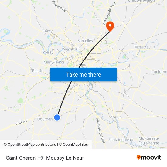Saint-Cheron to Moussy-Le-Neuf map
