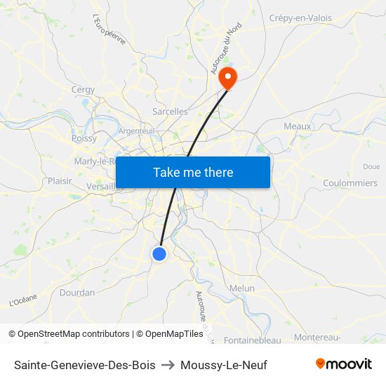 Sainte-Genevieve-Des-Bois to Moussy-Le-Neuf map