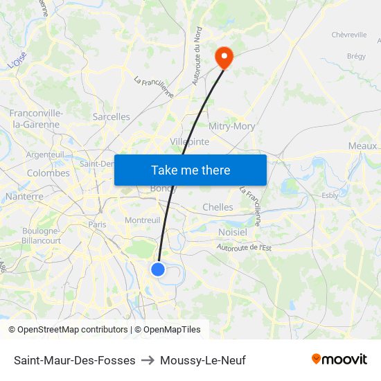 Saint-Maur-Des-Fosses to Moussy-Le-Neuf map