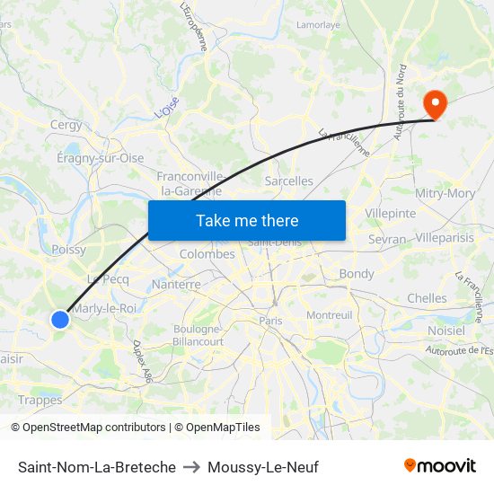 Saint-Nom-La-Breteche to Moussy-Le-Neuf map