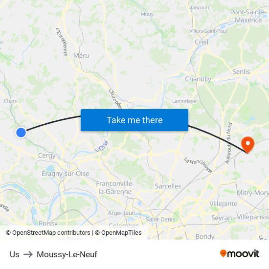 Us to Moussy-Le-Neuf map