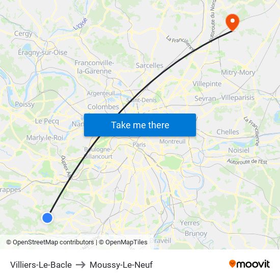 Villiers-Le-Bacle to Moussy-Le-Neuf map