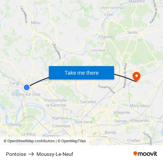 Pontoise to Moussy-Le-Neuf map