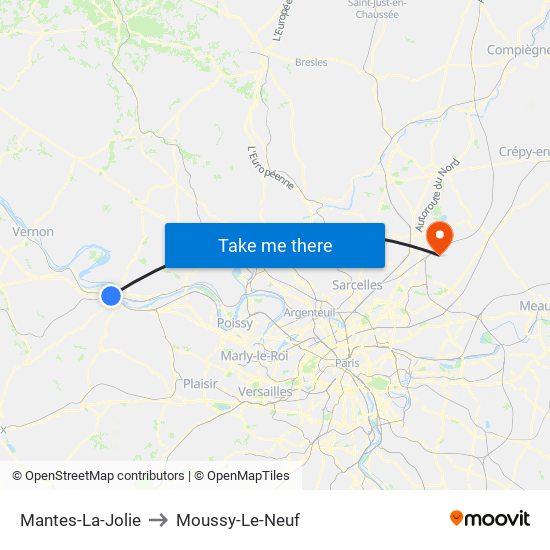 Mantes-La-Jolie to Moussy-Le-Neuf map