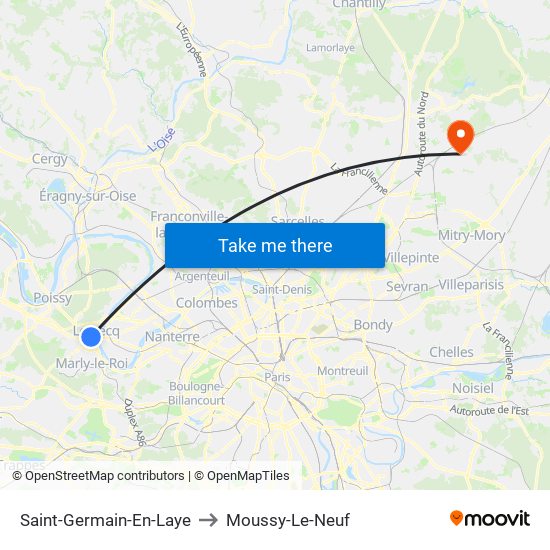 Saint-Germain-En-Laye to Moussy-Le-Neuf map
