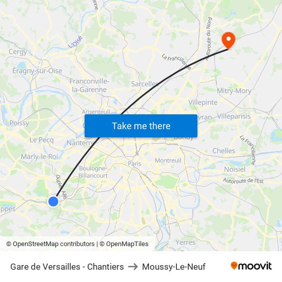 Gare de Versailles - Chantiers to Moussy-Le-Neuf map