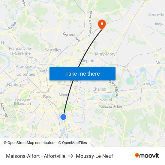 Maisons-Alfort - Alfortville to Moussy-Le-Neuf map