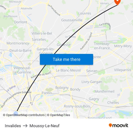 Invalides to Moussy-Le-Neuf map