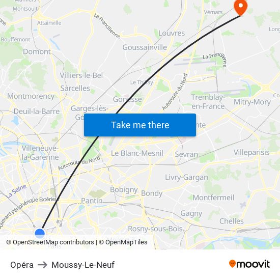 Opéra to Moussy-Le-Neuf map