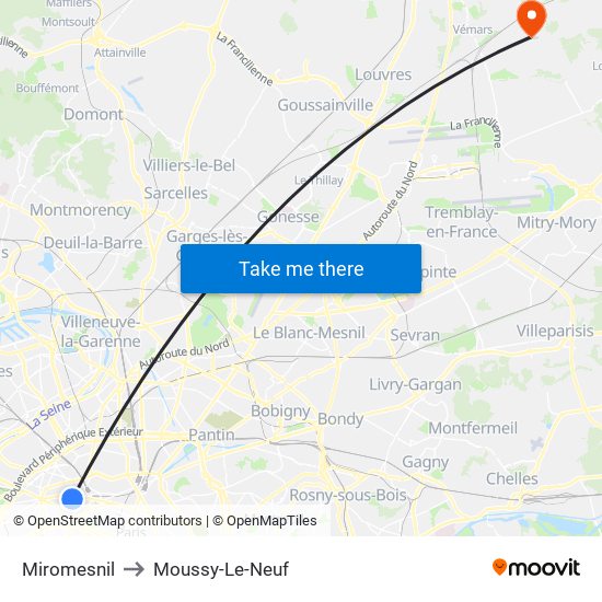 Miromesnil to Moussy-Le-Neuf map