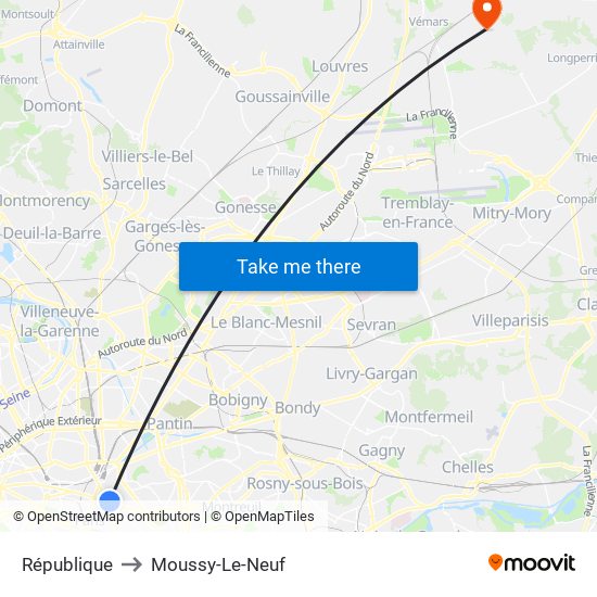 République to Moussy-Le-Neuf map