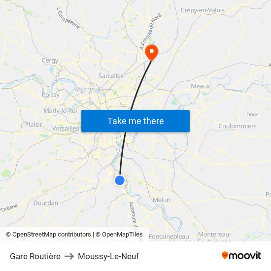 Gare Routière to Moussy-Le-Neuf map