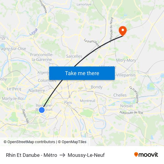 Rhin Et Danube - Métro to Moussy-Le-Neuf map