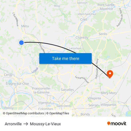 Arronville to Moussy-Le-Vieux map