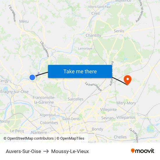 Auvers-Sur-Oise to Moussy-Le-Vieux map