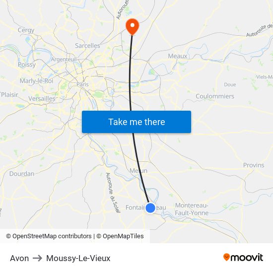 Avon to Moussy-Le-Vieux map