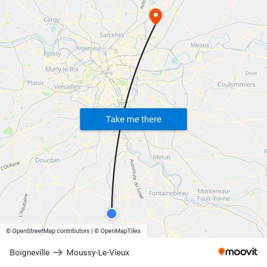 Boigneville to Moussy-Le-Vieux map