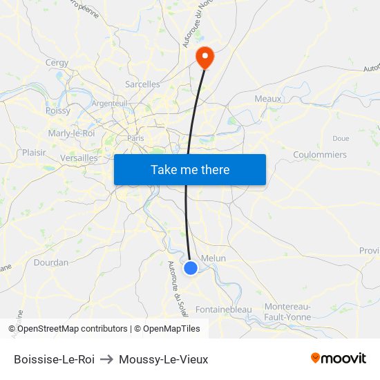 Boissise-Le-Roi to Moussy-Le-Vieux map