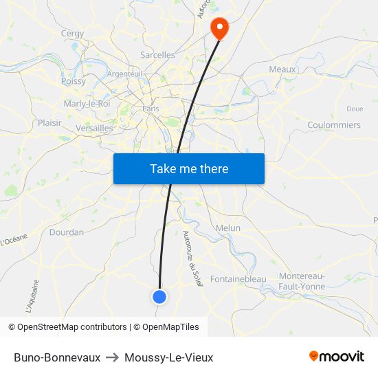 Buno-Bonnevaux to Moussy-Le-Vieux map