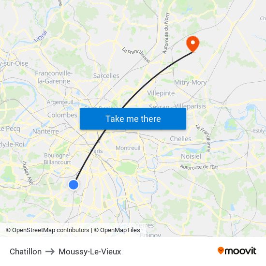 Chatillon to Moussy-Le-Vieux map