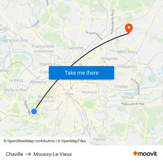 Chaville to Moussy-Le-Vieux map