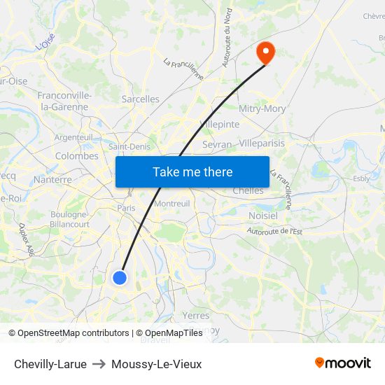 Chevilly-Larue to Moussy-Le-Vieux map