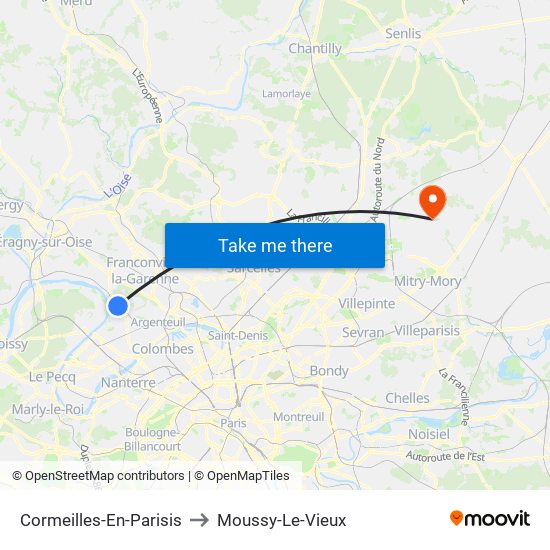 Cormeilles-En-Parisis to Moussy-Le-Vieux map