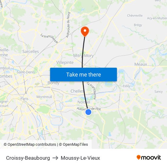 Croissy-Beaubourg to Moussy-Le-Vieux map
