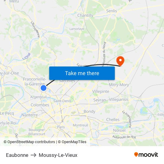 Eaubonne to Moussy-Le-Vieux map
