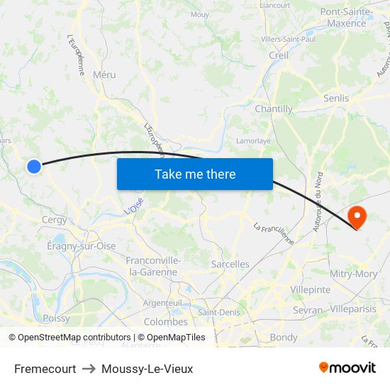 Fremecourt to Moussy-Le-Vieux map