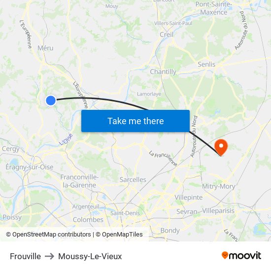 Frouville to Moussy-Le-Vieux map