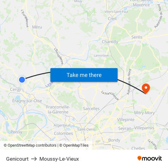 Genicourt to Moussy-Le-Vieux map