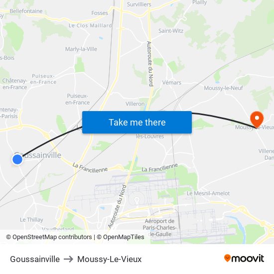 Goussainville to Moussy-Le-Vieux map