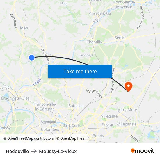 Hedouville to Moussy-Le-Vieux map