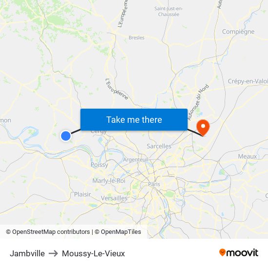 Jambville to Moussy-Le-Vieux map
