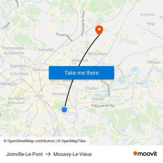 Joinville-Le-Pont to Moussy-Le-Vieux map