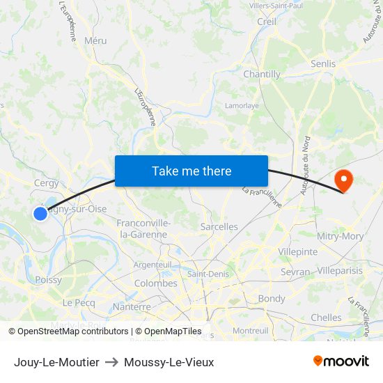Jouy-Le-Moutier to Moussy-Le-Vieux map