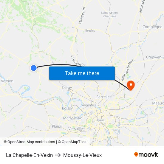 La Chapelle-En-Vexin to Moussy-Le-Vieux map