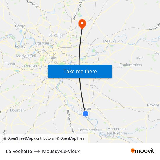 La Rochette to Moussy-Le-Vieux map