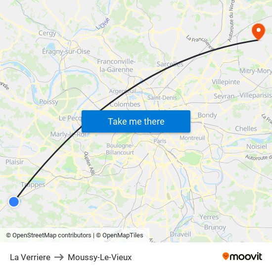 La Verriere to Moussy-Le-Vieux map