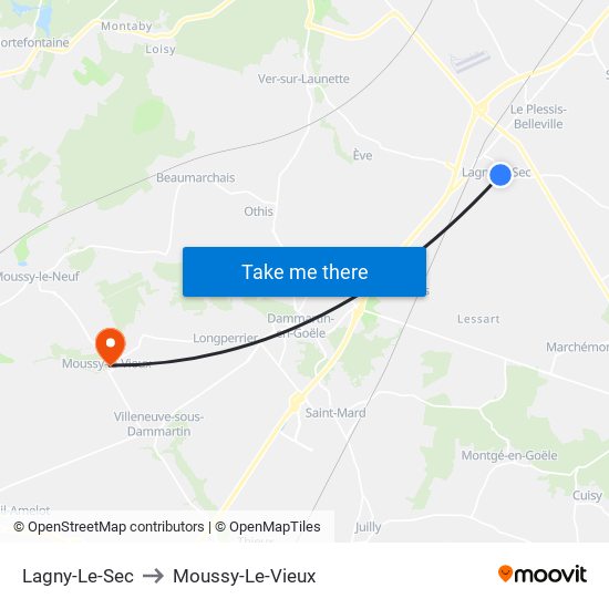 Lagny-Le-Sec to Moussy-Le-Vieux map