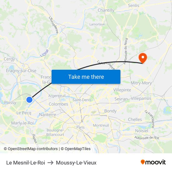 Le Mesnil-Le-Roi to Moussy-Le-Vieux map
