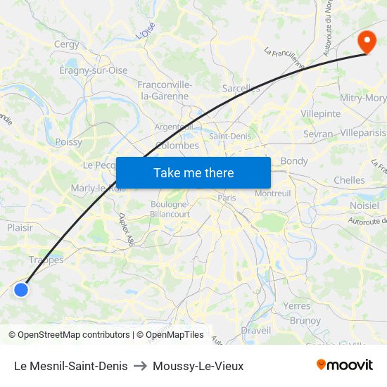 Le Mesnil-Saint-Denis to Moussy-Le-Vieux map