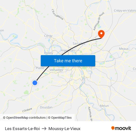 Les Essarts-Le-Roi to Moussy-Le-Vieux map