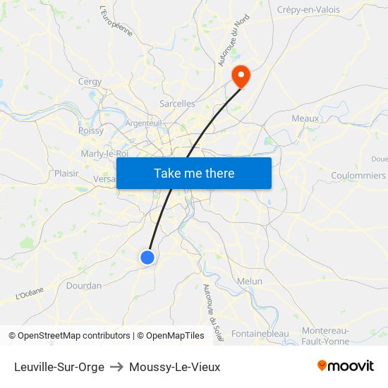 Leuville-Sur-Orge to Moussy-Le-Vieux map