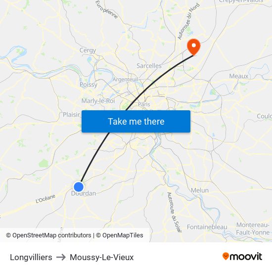 Longvilliers to Moussy-Le-Vieux map